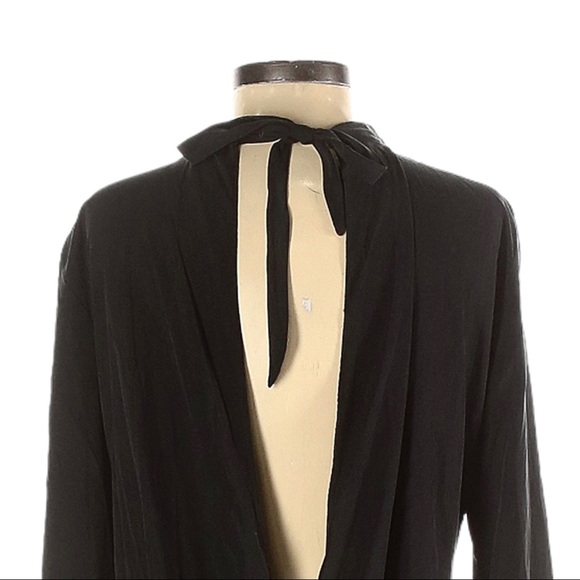 Zara Collection Black V-Neck Choker Lace Up Drape Open Back Blouse Size S - Picture 7 of 9